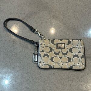 Small grey Coach wristlet, EUC